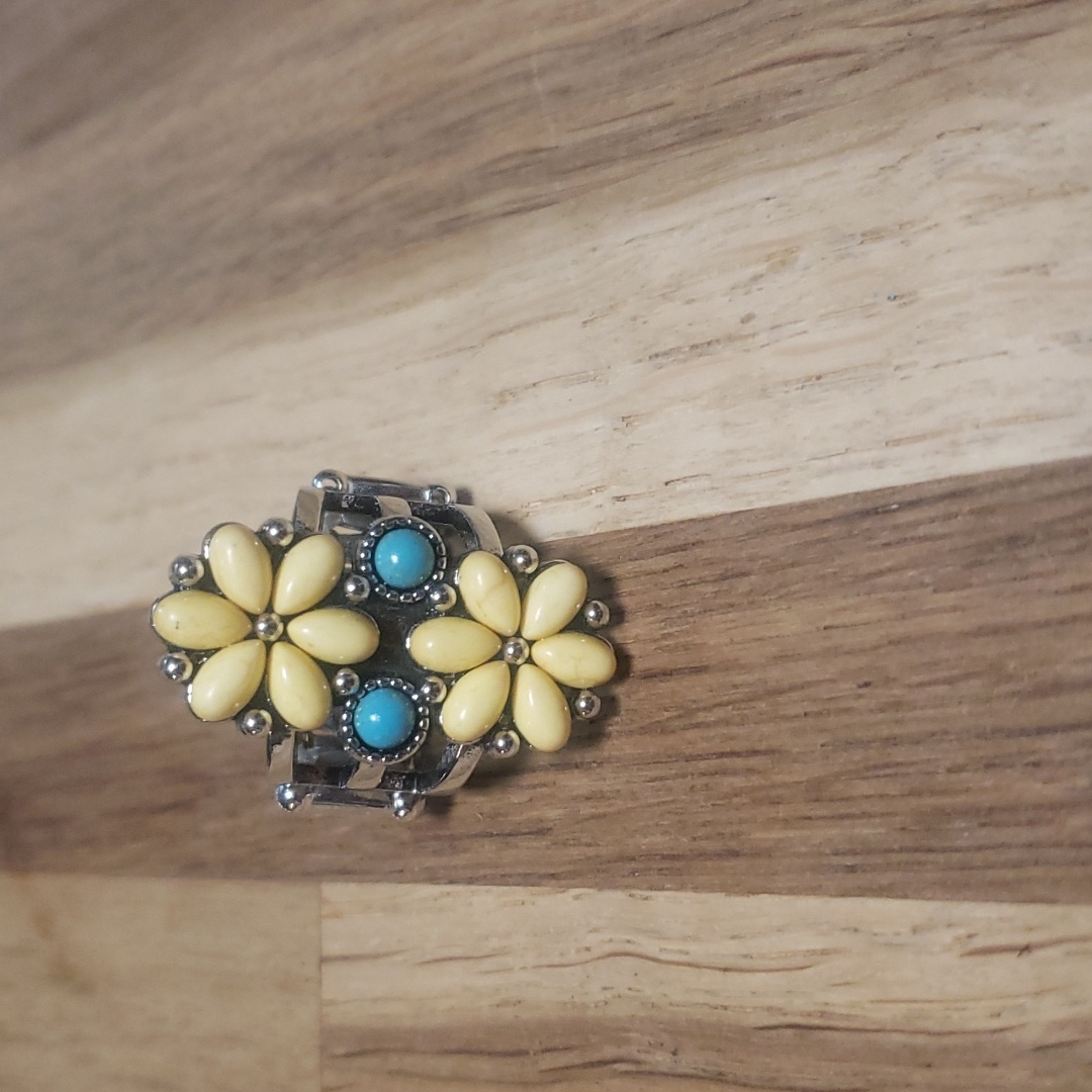 Flower Turquoise Stretch Band Ring
